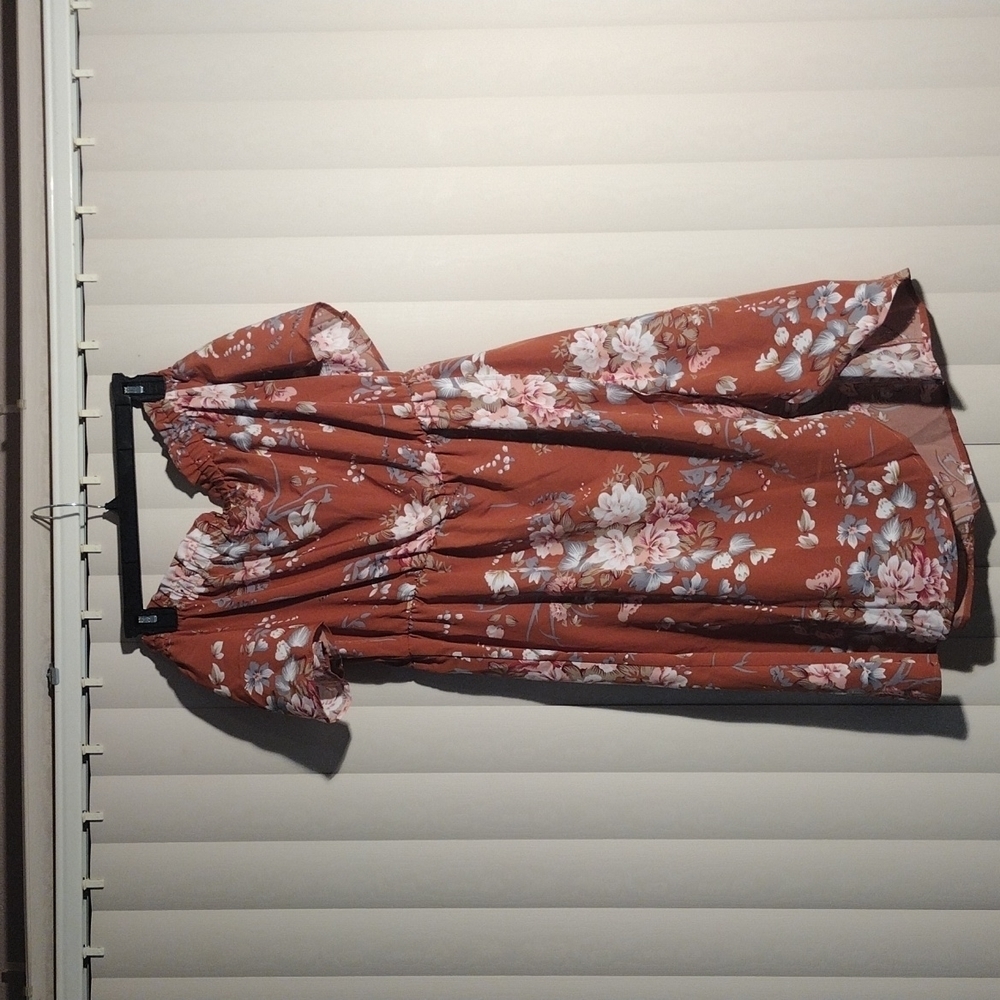 1XL CURVY FLORAL DRESS OFF THE SHOULDER NWOT